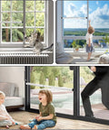 Heavy Duty Sliding Door Security Bar 17 To 50 Inch Adjustable Anti Lift Window Lock Jammer with Rubber Tips shown in use in home