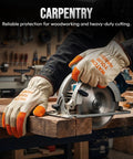 Heavy Duty Leather Driver Work Gloves Flame Resistant Unlined Gunn Cut Cowhide Built For The Daily Jobsite Grind Slick Slip On Fit Breathable Top Shelf Grip Gear 12 Pack Large used for carpentry and woodworking.