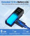 Charging case showing 12-hour battery life for Wireless Lavalier Microphone For Android, PC, Laptop, and iPhone 15 16