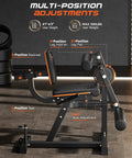 All In One Adjustable Leg Extension And Curl Machine With 700 Lb Capacity For Lower Body Gains At Home Gym Equipment Black details view
