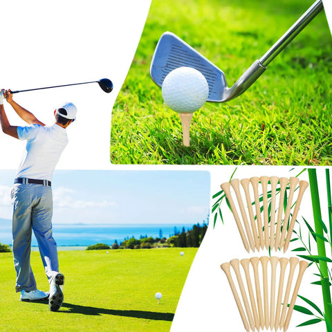Bulk 2000 Pack Bamboo Golf Tees Two And Three Quarters Inch Natural Wood Color Friction Reducing Tees For Side Spin in use