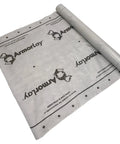 Top Shelf Synthetic Roof Underlayment Roll Covers 10 Squares Heavy Duty Waterproof Barrier unrolled, showing gray polypropylene material.