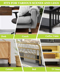 Eight Pack Heavy Duty Furniture Risers Featuring Rock Solid Nonslip Rubber Bottoms And Thick Reinforced Shells For boosting desks, couches, tables, and beds.