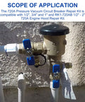 Pressure Vacuum Breaker Repair Kit And Bonnet Repair Kit RK1 720A installed on wall-mounted piping system.