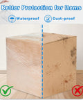 Comparison image showing Top Tier Six Pack Stretch Film Rolls With Sixty Gauge Thickness protecting a box from dirt and moisture.
