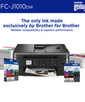 Compact Desktop Wireless Color Inkjet All In One Printer Featuring Auto Duplex And Lightning Fast Copy Scan Fax Plus Cloud Sync Ready Alexa Integrated For Zero Hassle Setup with ink cartridges and paper stack.