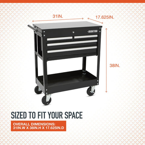 Top Shelf Heavy Duty Mobile Tool Chest With Ultra Smooth Slide Top Lid And Four Secure Locking Drawers Rugged Powder Coated Steel Tool Cart On Wheels For Serious Crews And Weekend Warrior Vibes