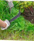 Weeding Sickle Scythe Hoe Garden Tool For Mowing And Harvesting Workhorse Heavy Duty Agricultural Tool in use on grass and weeds.