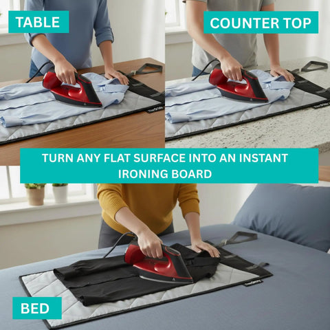 Over The Door Clothes Steamer Pad For Ironing And Garment Steam XL Protective Press Mat used on table, counter, bed