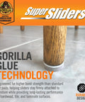 Close-up of furniture leg with Gorilla Glue technology felt slider on hardwood floor showcasing Assorted Felt Furniture Sliders For Hardwood Tile And Laminate Floors With Quiet Glide And Noise Reduction Adhesive Pads For Easy Moving Of Sofas Tables Chairs Without Scratches Or Floor Damage.