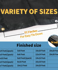Heavy Duty Waterproof Tarp 4x5 Feet Two Pack 14 Mil Polyethylene Tarps with size and grommet details, variety of sizes shown