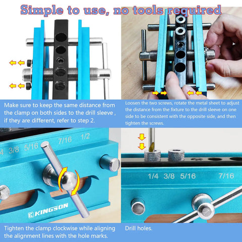Self Centering Dowel Jig For Woodworking And DIY Projects With Precision Drill Guide And Step Drill Bushings Easy Alignment