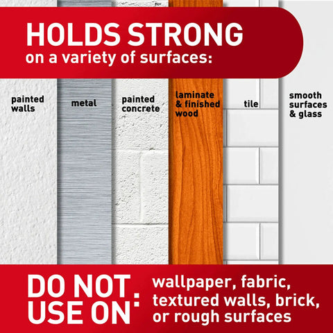 Holds strong on painted walls, metal, concrete, wood, and tile for Heavy Duty Large Picture Frame Hanging Strips White Holds 16 Lbs 24 Pairs Total Across 4 Packs No Drill No Mess Damage Free Mount On Smooth Surfaces Perfect For Frames Up To 24 By 36 Inches