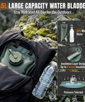 Backpack showing 2.5L water bladder feature in 25L Hydration Backpack for Hiking, Biking and Travel, Lightweight Daypack