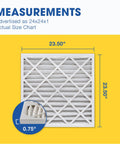 Six Pack MERV 11 Air Filter 23.75x23.75x0.75 In Actual Size For 24x24 HVAC Systems dimensions diagram
