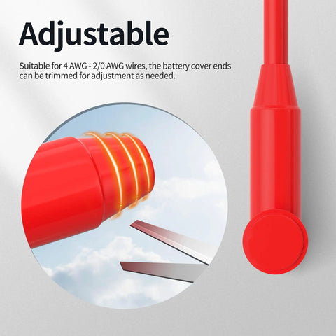Close-up of adjustable red silicone cover from Ten Pack Silicone Battery Terminal Covers For Car Truck RV And Solar Posts One Quarter Inch Five Sixteenths Inch And Three Eighths Inch Stud Terminal Protector Boots For Heavy Gauge Cables