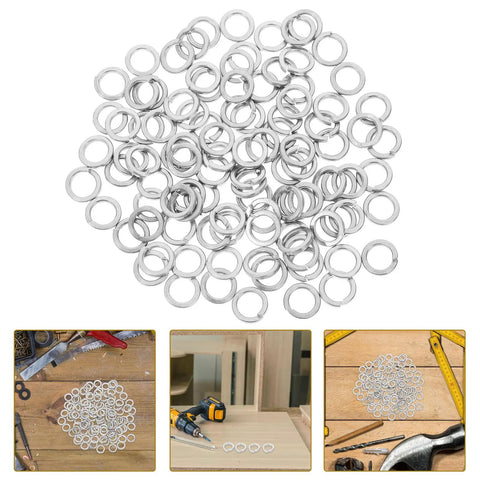 Sturdy Stainless Steel M8 Spring Lock Washers Set 100 Piece Split Lock Washer Kit For Screws Bolts Fastening Tools DIY Projects And Home Improvement Essentials, top view