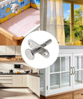 Dead Simple Spring Loaded Plunger Latches 2 Pack Rock Solid Stainless Steel Quick Release Cabinet Door Heavy Duty Hardware Rust Proof Furniture And Bed Locking Clamps on a kitchen countertop.