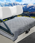 Plush Golf Cart Seat Covers With Thickened Plush Seat Towel Blanket And Non Slip Backing on cart, light gray color