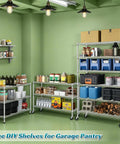 Beefy 6-Tier Wire Shelving Unit With Wheels, 6000 lb Capacity Steel Rack for Garage and Shop, Adjustable NSF Shelves, Black Finish, 48L X 18W X 72H, Quick Snap Assembly No Tools Required in garage pantry setup