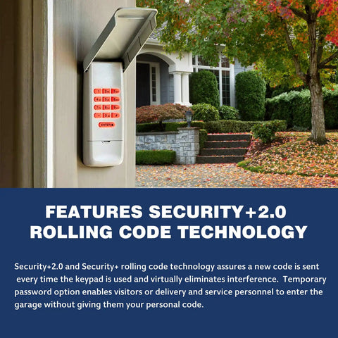 2 Pack Wireless Garage Door Keypad And 893MAX Universal Remotes, keypad mounted outside house, Security Plus 2.0 technology