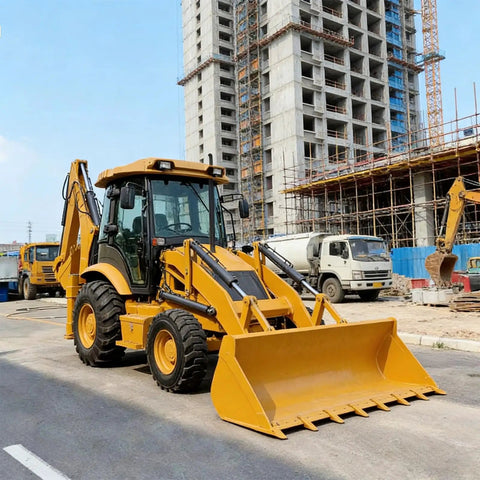 Compact Backhoe Loader With Advanced Hydraulic System Mini Wheel Backhoe With Front Loader And Foldable Rear Excavator for construction