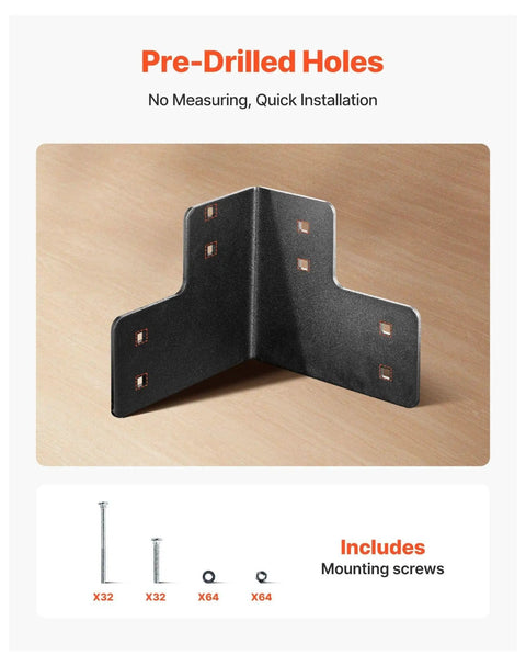 Beefy Heavy Duty Workbench Corner Brackets Set Of 8 Six Point Five By Six Point Five By Six Point Five Inch Steel Angles With Screws Supports Up To 2204 Lbs Per Bracket Rust Resistant Finish For Desk Table Platform And Shop Builds