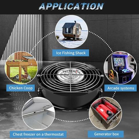 Dope High Speed Axial Muffin Fan 172mm By 152mm By 51mm With Switch 110V 120V For DIY Cooling And Exhaust Projects shown in applications