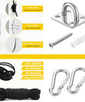 Heavy Duty Cable Pulley System For Lifting With 66 Foot Nylon Rope, 360 Degree Swivel Stainless Steel Blocks, Pro Grade And Maintenance Free, Corrosion Resistant, Ideal For Towing, Suspension, And Rigging Tasks. nylon rope and stainless steel hooks