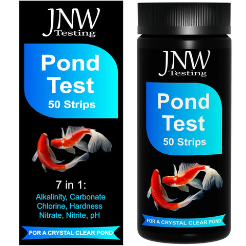 Game Changer 7 In 1 Pond Water Test Kit With 50 Strips for Fish Tanks and Koi Ponds, featuring vibrant packaging and koi graphics.