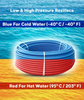 Half Inch PEX B Tubing Dual 50 Ft Rolls In Blue And Red For Plumbing And Radiant Floor Heating No Fuss Non-Barrier Type B Pipe