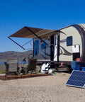 12V 50W Solar Battery Charger And Maintainer With Ultra Smart MPPT Controller by a camper on a sunny day, adjustable mount bracket