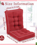 4 Pack Outdoor Patio Chair Cushions High Back Waterproof Weatherproof With Ties For Rocking Chairs And Indoor Use Red Set