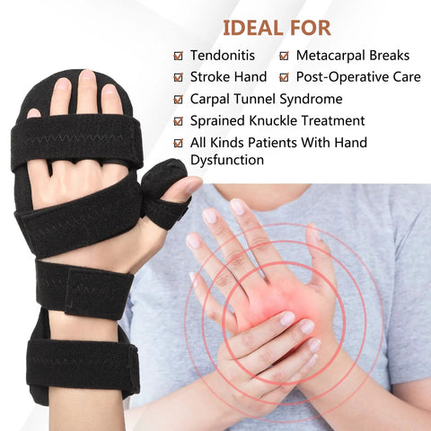 Resting Hand Brace For All Night Use Soft Grip Hand Splint Supports Fingers And Wrist Immobilizer For Carpal Tunnel Pain
