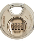 Heavy Duty 80mm Resettable Four Dial Padlock With Chrome Plated Hardened Steel Shackle For Lockers Tool Boxes Outdoor And Indoor Sheds No Nonsense Security Lock For Keeping Your Gear Safe, showing close view of dials and shackle