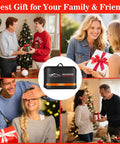 Roadside Emergency Kit For Cars And Trucks featured as a holiday gift idea with images of people exchanging presents.