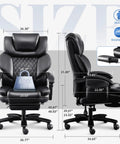 3D Kneading Massage Office Chair For Home Office Oversized Big And Tall Ergonomic Desk Chair dimensions shown