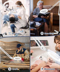 Magnifying Glass With Light And Stand For Salon Esthetics On A Rolling Floor Lamp Base With Five Color Modes And Stepless Dimming HD Optical Glass Lens Delivers 10X Clarity For Facials And Skincare Procedures useful for dental, reading, craft, manicure work.