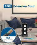 Beefy Heavy Duty Surge Protector Power Strip Tower With 12 AC Outlets, 3000W 15A, 5 USB Ports on a living room table