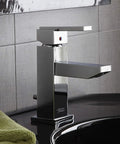 Times Square Single Handle Monoblock Faucet In Polished Chrome with ceramic disc valve in bathroom setting