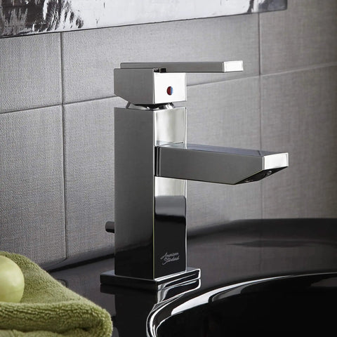 Times Square Single Handle Monoblock Faucet In Polished Chrome with ceramic disc valve in bathroom setting