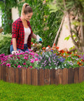 Wooden Garden Edging Border Kit No Fuss Pine Flexible Landscape Border 13.1ft By 11.8in installed around flower bed