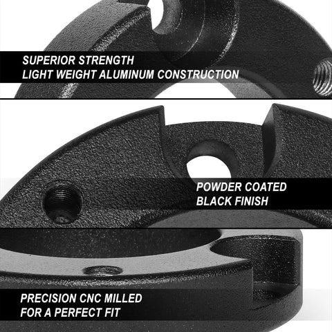 2 Inch Front Leveling Kit Strut Spacers For 1999 To 2006 Toyota Tundra showcasing powder-coated aluminum construction and CNC milling.