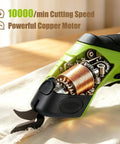 Cordless Electric Fabric Scissors With Rechargeable Power Shears Features A Solid Grip That Lets You Slice Through Tough Materials Like Butter While Delivering Precision Trims For Quilting And Upholstery Work When You Need Heavy Duty Muscle Without The, showcasing powerful copper motor and cutting mechanism.