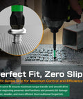 Anti Slip PH2 Impact Driver Bits Set 2 Inch Magnetic S2 Steel With Laser Etched Micro Slip Grip in use on metal surface