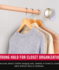 Ultra Tough Industrial Hook And Loop Fasteners With Stick-On Adhesive For Indoor Outdoor Use One And Seven Eighths Inch Circular Pads Pack Of Four Heavy-Duty Hold For Tools Cables And Gear used to secure clothing on hangers in closet