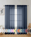 Pure Sheer Window Curtains 72 Inch Long 2 Panels Navy Blue Voile Drapes for Bedroom and Living Room on white wall