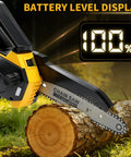 Slick 4 In 1 Cordless Pole Saw And Electric Pruning Shears Kit with 8 inch chainsaw attachment and battery level display