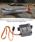 Bad Boy Brushless Digital Servo Featuring Legit Rock Solid Metal Gears And Knockout Torsion Power Crafted For Demanding RC Steering Applications With Barely Any Deflection Or Wobble, showing 50kg servo with wires, used for RC gliders.