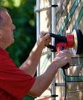Person using orbital buffer with 6.5 Inch Polishing Pad Set Of 2 For Orbital Buffers And Marine Detailing Foam And Fiber Pads on RV